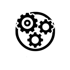 Interlocking Gears: A Technical Design Illustration.  Perfect for projects related to engineering, mechanics, and technology.  Clean, simple, and symbolic of teamwork and efficiency.