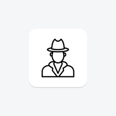 Inspector Hat line icon, vector, pixel perfect, illustrator file