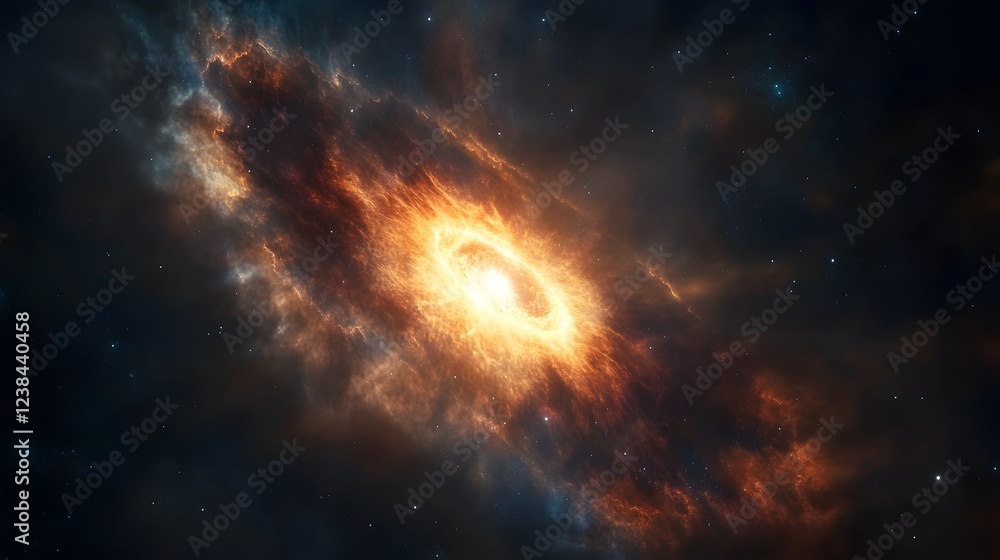 Aufkleber breathtaking image of a galactic nebula swirling with fiery cosmic energy displaying a mesmerizing d