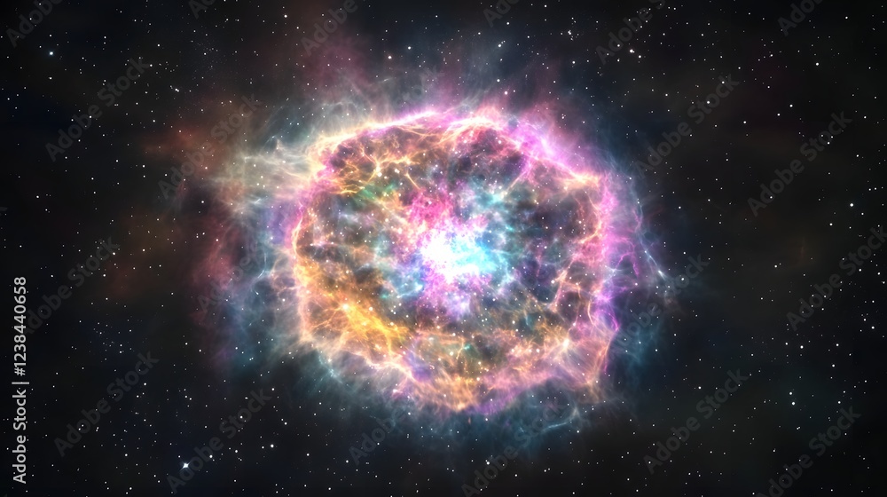 Poster breathtaking image of a powerful supernova explosion illuminating the mysterious and dynamic cosmic 