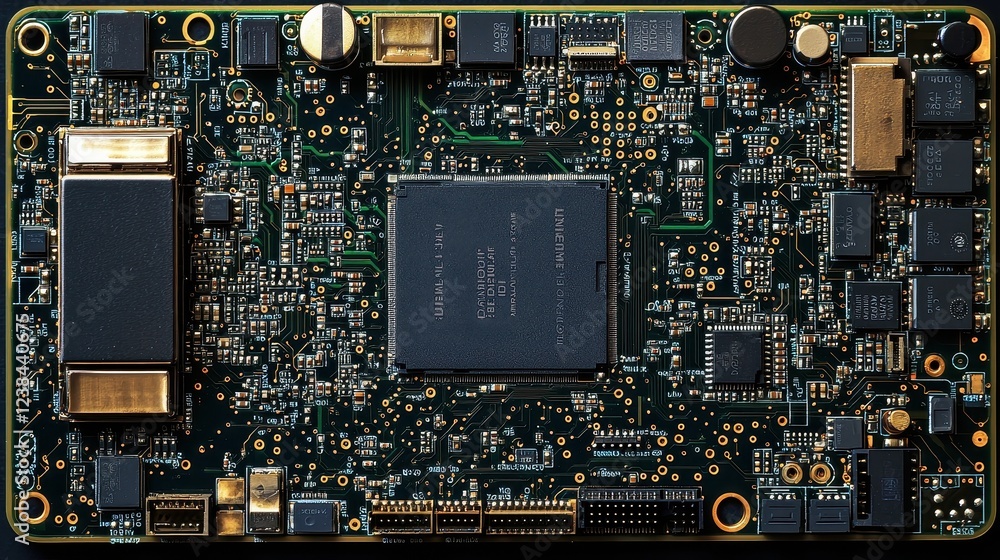 Poster exploring circuit board technology innovations tech lab high-resolution image indoor top-down view e