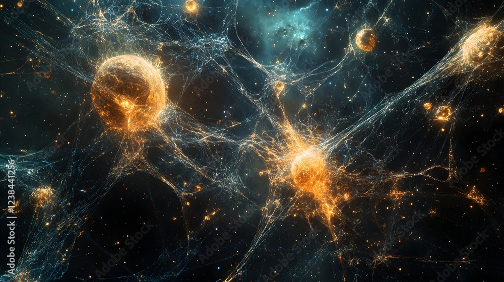 Poster captivating cosmic convergence mesmerizing celestial spectacle in vibrant hues showcasing the intric