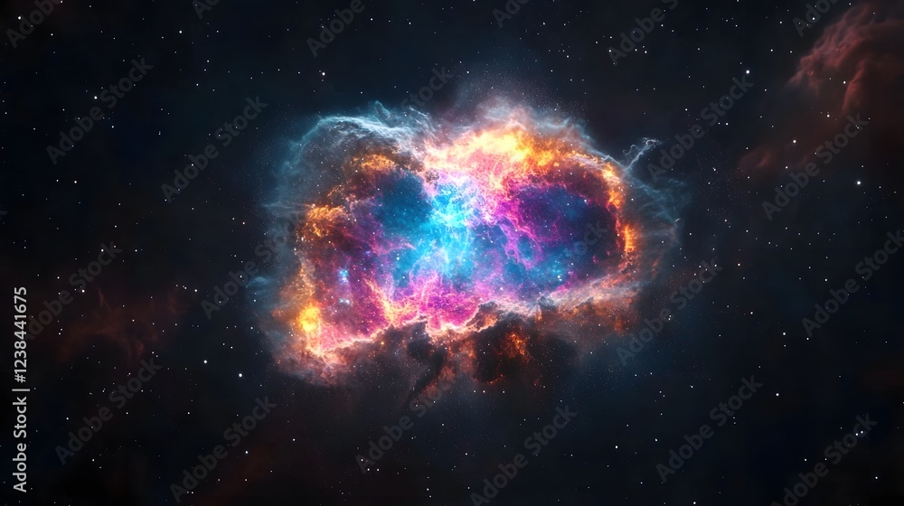 Aufkleber Captivating Cosmic Explosion   Dramatic and Vivid Nebula Bursts with Powerful Waves of Colorful Energy and Luminous Light in the Depths of the Mysterious Universe