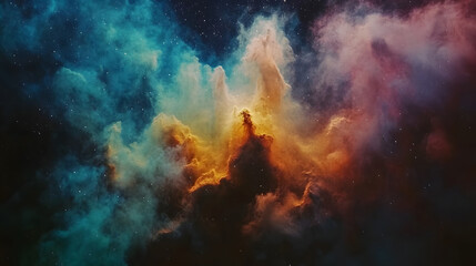 Obraz premium Captivating Cosmic Explosion Breathtaking Nebula Ablaze with Vibrant Hues and Mesmerizing Energy A stunning larger than life depiction of a cosmic phenomenon radiating with an intense