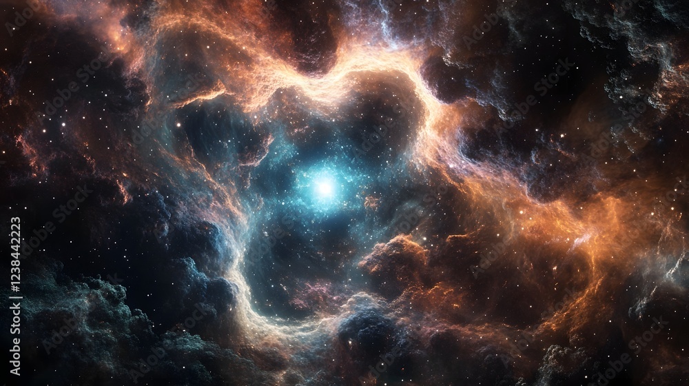 Fototapete captivating cosmic explosion vibrant nebula in the depths of the universe breathtaking image showcas
