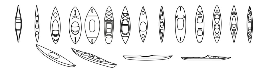 Kayak icon vector set. Kayak illustration sign collection. Rowing symbol or logo.