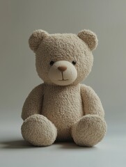 Obraz premium Cute plush teddy bear indoor studio photography soft textures close-up adorable concept