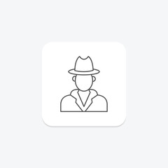 Inspector Hat thinline icon, vector, pixel perfect, illustrator file