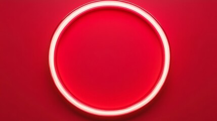 Illuminated Circular Frame Against Red Background