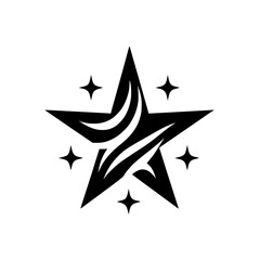 Abstract Star Logo: Minimalist Black and White Geometric Design. Perfect for branding, websites, and more.  A simple yet striking symbol of excellence.