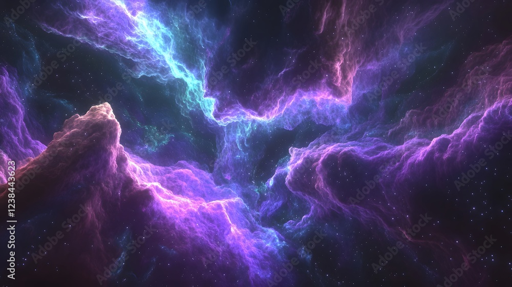 Poster Captivating image of a mesmerizing cosmic energy explosion showcasing a dynamic and vibrant display of colors and lighting effects in the depths of an ethereal otherworldly space