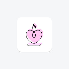 Fototapeta premium Heart Candle color shadow thinline icon, vector, pixel perfect, illustrator file