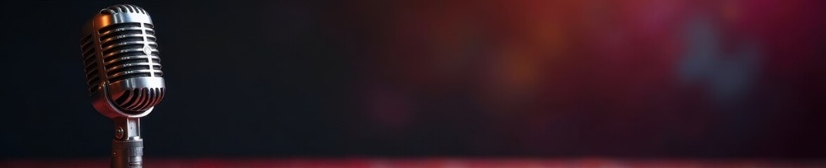 Vintage microphone, chrome detail, classic design, retro microphone, studio equipment