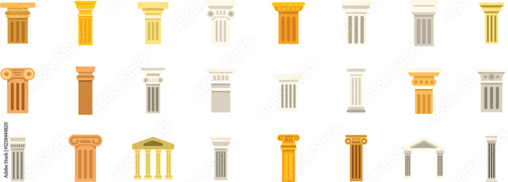 Poster set of various architectural columns showcasing different styles and historical periods of classical