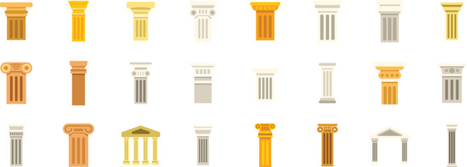 Set of various architectural columns showcasing different styles and historical periods of classical design © anatolir