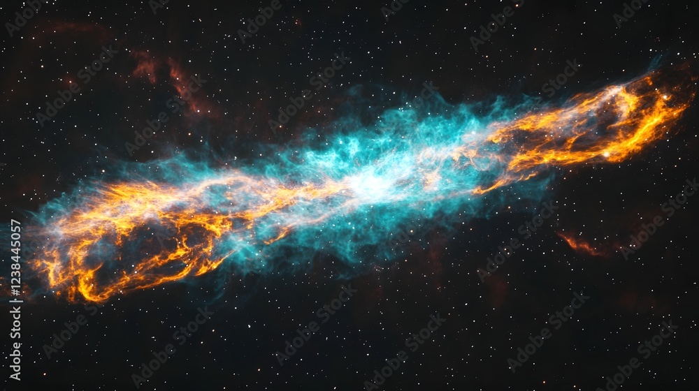 Poster captivating image showcasing the mesmerizing cosmic inferno of a vibrant nebula and supernova explos