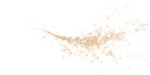 Fototapeta premium Golden sparks of dust and golden stars shine with special light. Christmas light effect. Golden sparkling particles of magic dust. PNG.
