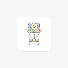Flower Bouquet lineal color icon, vector, pixel perfect, illustrator file