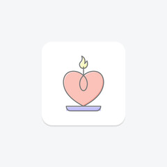 Heart Candle lineal color icon, vector, pixel perfect, illustrator file