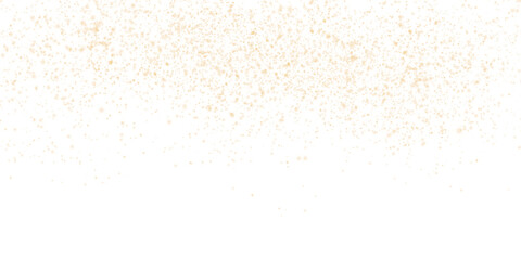 Golden sparks of dust and golden stars shine with special light. Christmas light effect. Golden sparkling particles of magic dust. PNG.