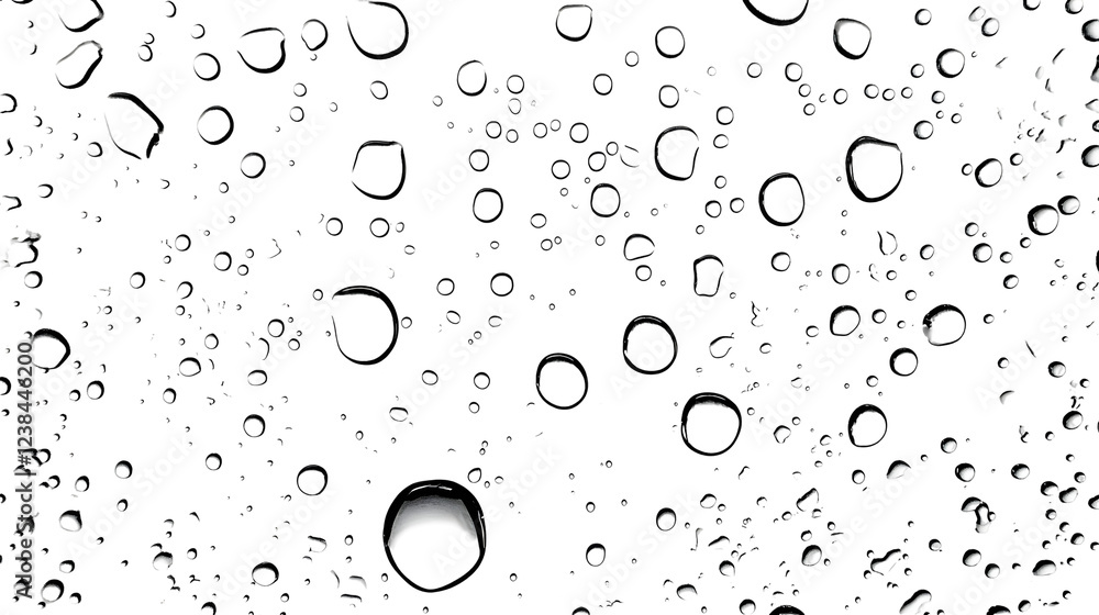 Poster Close up macro shot of water droplets or condensation on a transparent glass surface creating an abstract textured background with a sense of depth and movement  The droplets have a shimmering
