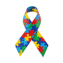 fita simbolo de conscientização do autismo, isolado no fundo branco