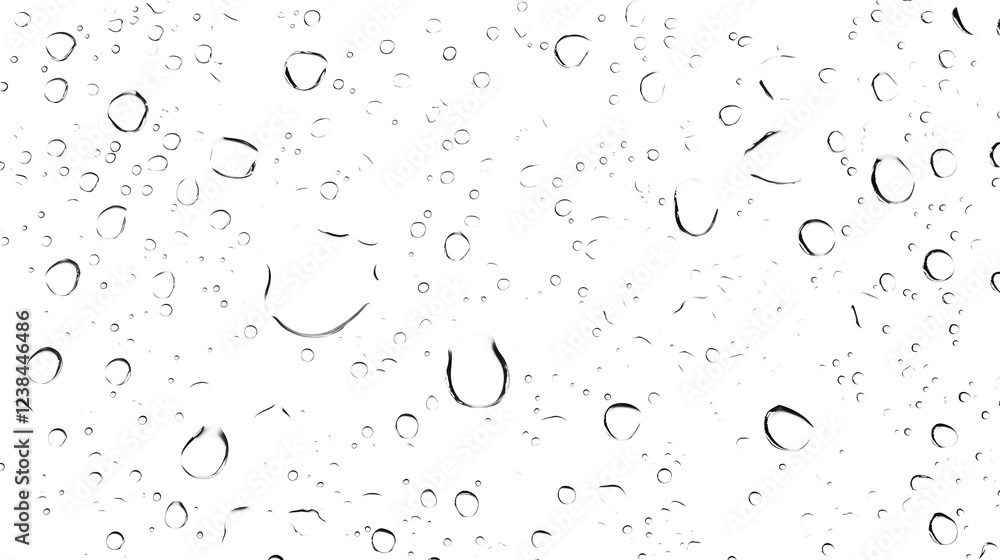 Poster close up view of transparent water droplets and bubbles on a clear glass surface creating an abstract nature inspired background with a fresh pure and tranquil atmosphere