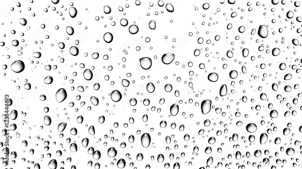 Poster closeup of a transparent water droplet on a glass surface showcasing the refractive and reflective p