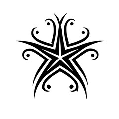 Tribal Star Tattoo Design: Black and White Geometric Art Graphic