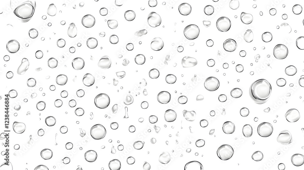 Fototapete Closeup macro shot of transparent water droplets or bubbles on a clean smooth surface creating an abstract minimalist and serene background texture  The image has a calming tranquil