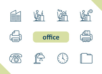 Office icons. Job, career, workplace vector icon set
