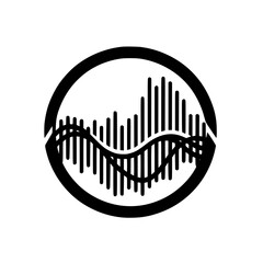 Abstract Audio Wave Technology Design: Circular Sound Frequency Pattern.  Modern Graphic Visual with Simple Lines and Rhythm. Ideal for Music, Digital, and Tech Branding.