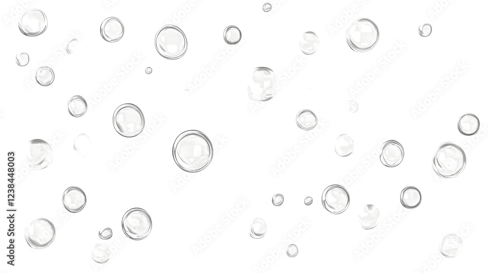 Poster Ethereal and Serene Glass Bubble Backdrop with Minimalist Liquid Spheres  Transparent and Refractive Bubbles Create a Calming Dimensional and Airy Atmosphere
