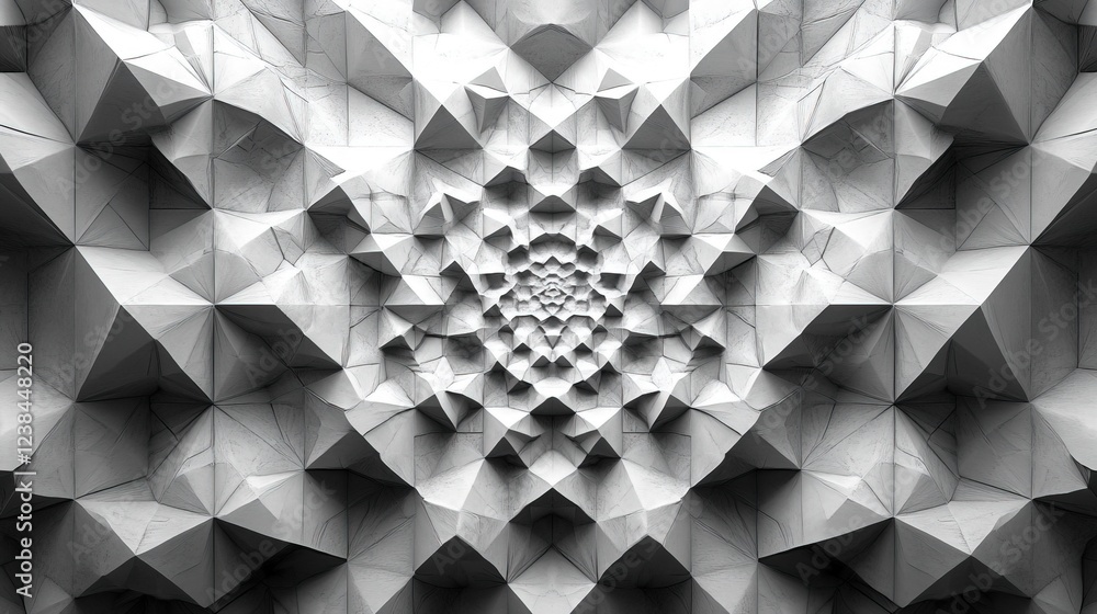 Aufkleber gray polygonal pattern receding to center. background is same design. textural use