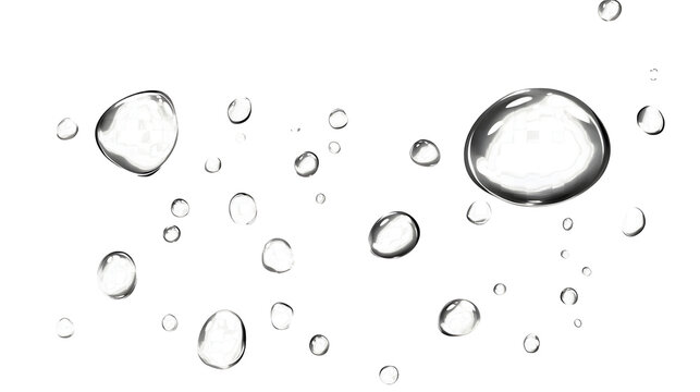 Flowing crystalline water droplets cascading and rippling over a smooth reflective surface in a tranquil minimalist visual composition  The droplets refract and shimmer creating an abstract