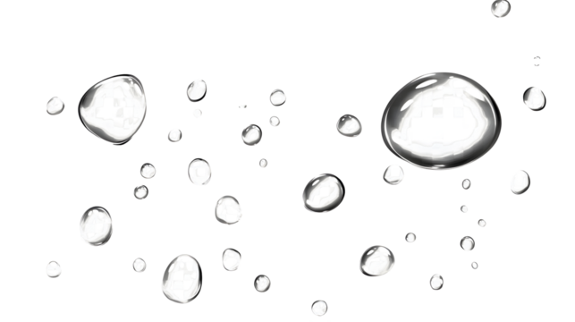 Flowing crystalline water droplets cascading and rippling over a smooth reflective surface in a tranquil minimalist visual composition  The droplets refract and shimmer creating an abstract