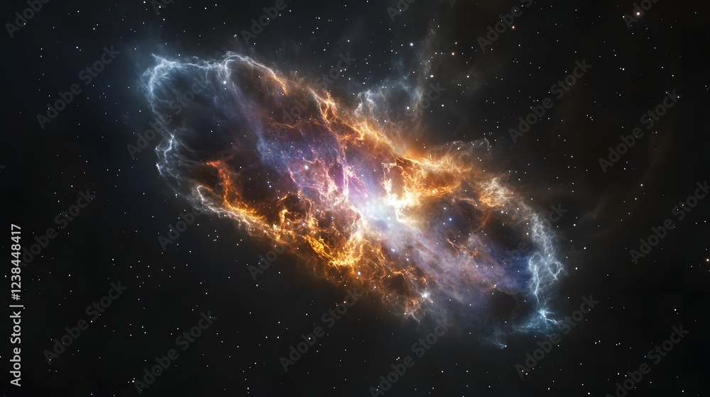 Aufkleber dramatic and intense image showcasing a fiery cosmic explosion within a vibrant swirling galactic ne