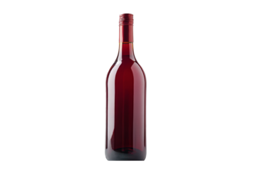 Empty blank bottle of red wine isolated on transparent background.