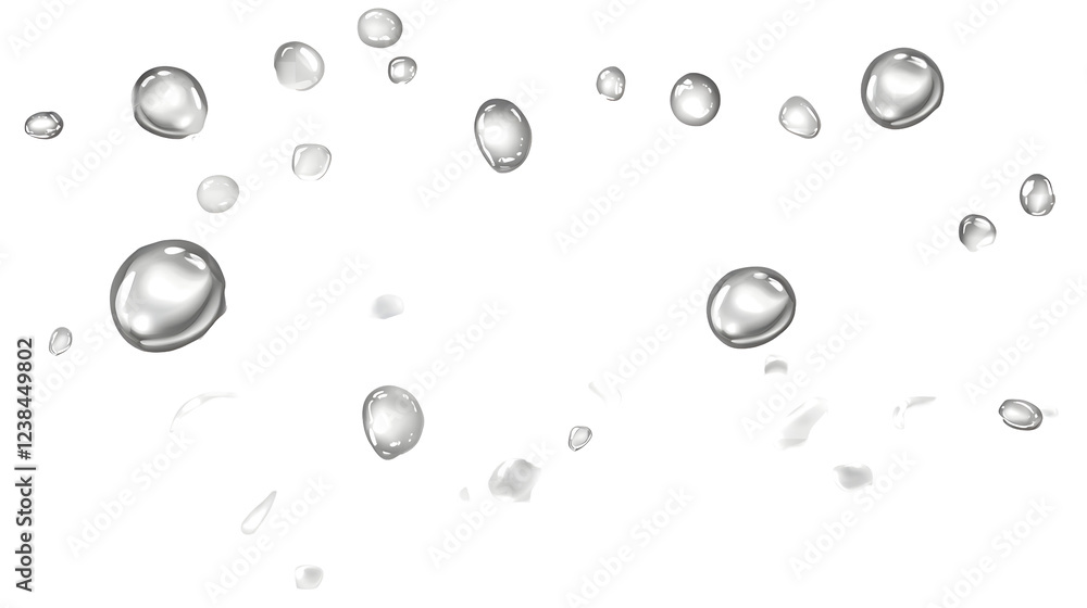 Poster Mesmerizing water droplets suspended in a crystal clear glass surface creating a serene and minimalist composition with delicate reflections and a calming atmosphere