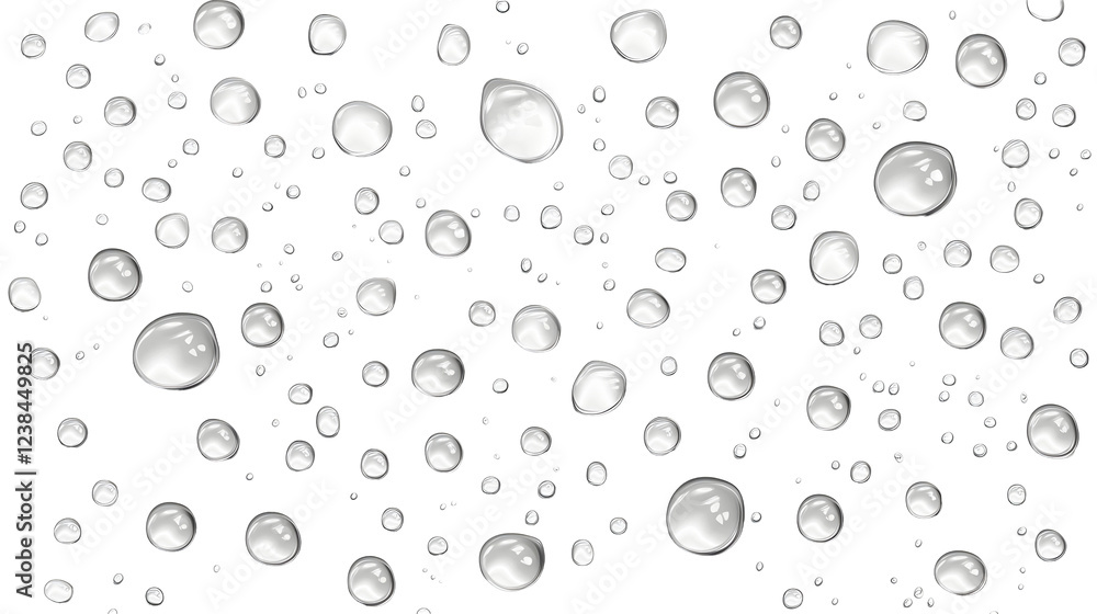 Poster Mesmerizing minimalist abstract background with transparent water droplets glistening on a glass surface creating a serene and calming effect  The droplets refract and reflect light