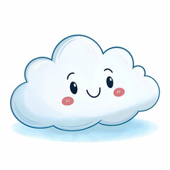 Obraz premium Adorable happy cartoon cloud character illustration design sky fun cute blue soft cute sweet white