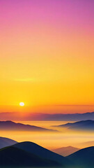 Obraz premium Gradient yellow hue sunrise glow landscape atmosphere, phone wallpaper hd, mobile screen images