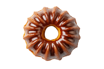 Bundt cake top view isolated on transparent background.