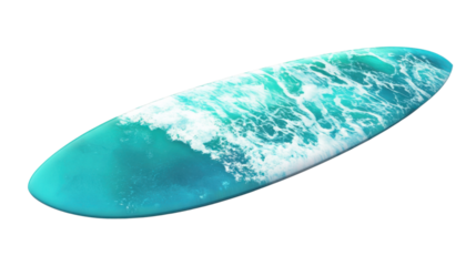 Surfboard showing ocean wave with transparent background