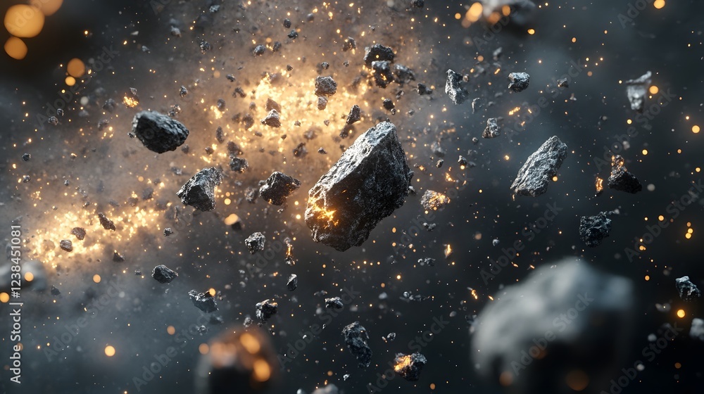 Leinwandbilder dramatic explosion with fiery blast shattered debris and billowing smoke cloud abstract energetic dy