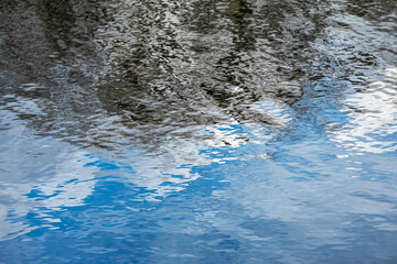 Flowing water of a small river as a background.