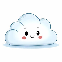 Adorable happy cloud cartoon illustration cute smiling weather sky fun baby blue soft sweet light
