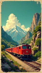 Retro travel posters, faded photos, train tickets , automobile, boat, backdrop