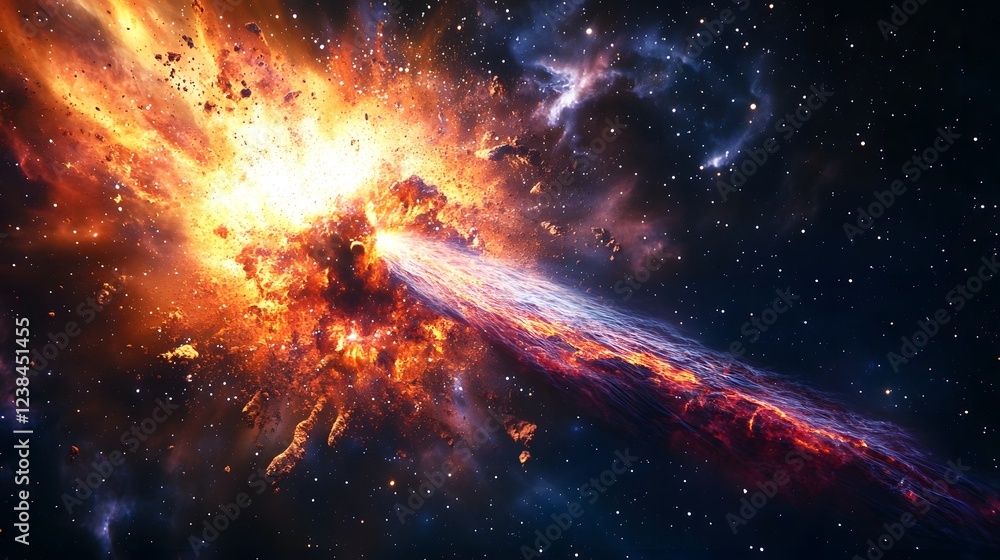 Leinwandbilder dramatic image of a fiery cosmic explosion in a distant galaxy showcasing the powerful and phenomena