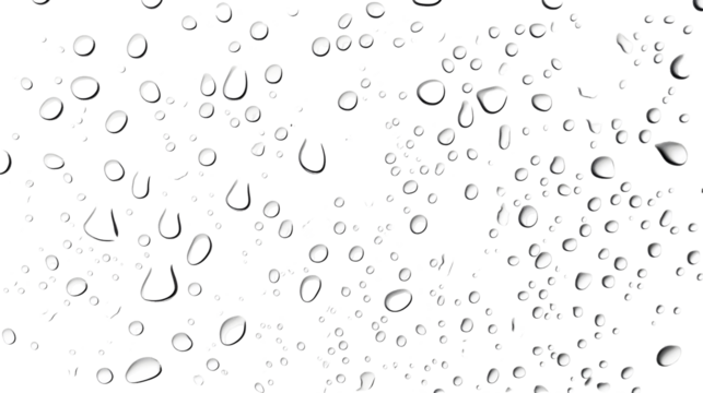 Transparent water droplets forming intricate abstract patterns and reflections on a smooth minimalist surface  The delicate spherical droplets create a mesmerizing serene